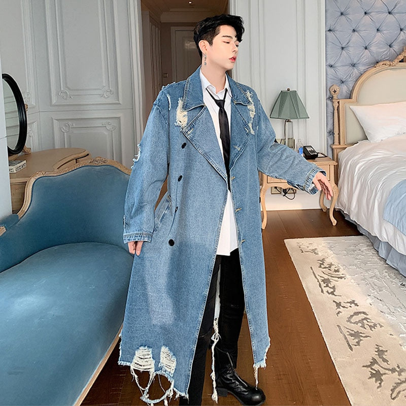 Hip Hop Trench Coats Men Vintage Fashion Streetwear Hip Hop Loose